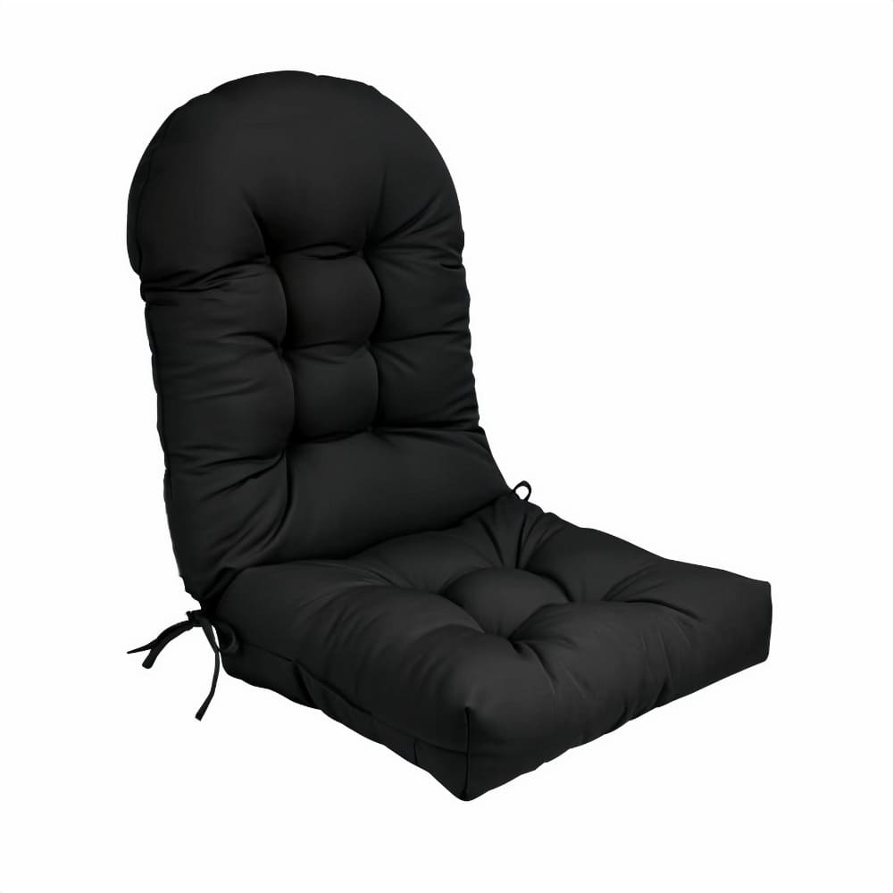 Black chair cushion with a white background
