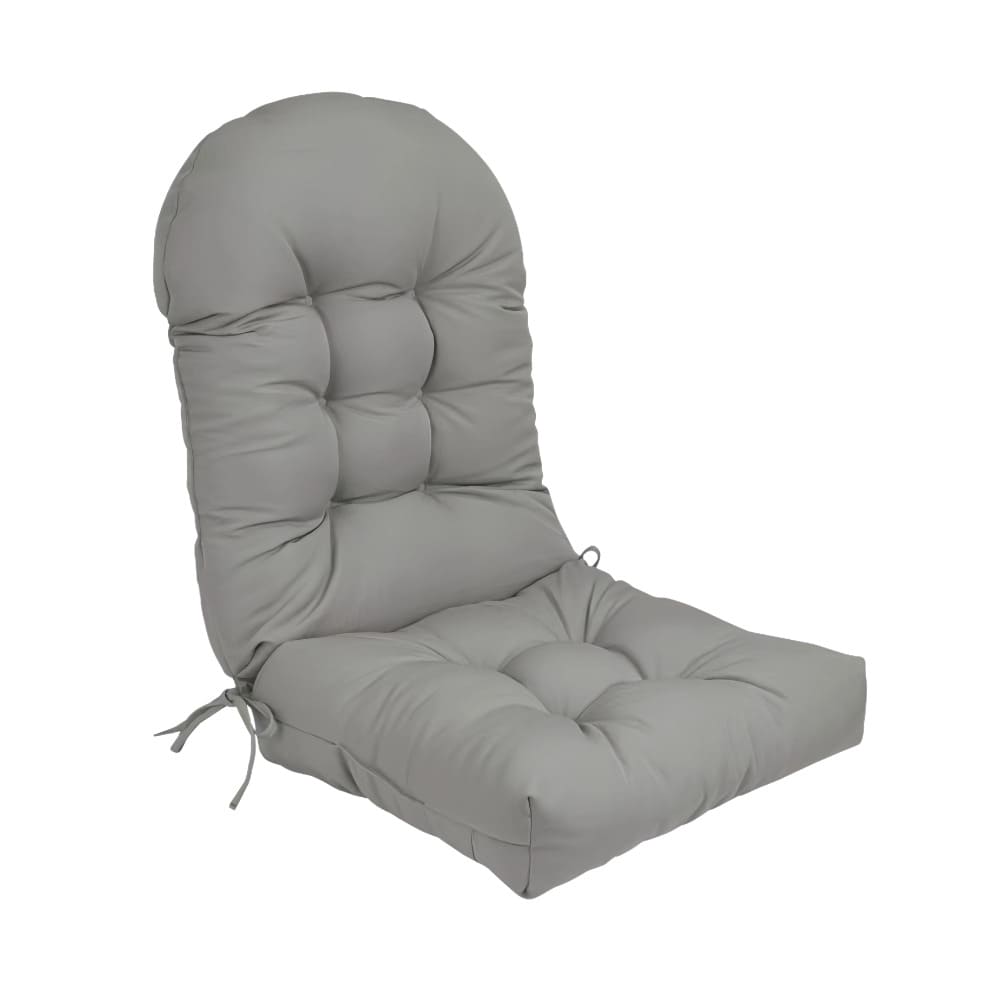 Gray chair cushion with a textured surface on a white background