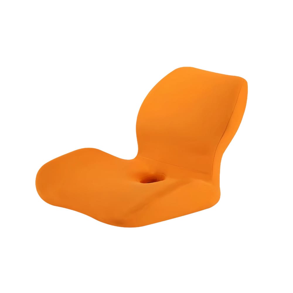 Orange foam seat cushion on a white background