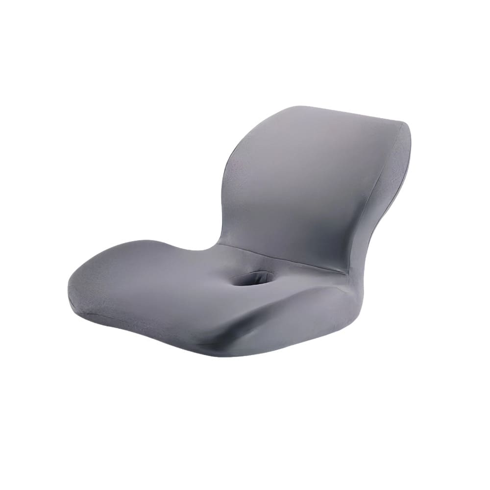Gray cushion with a unique design on a white background