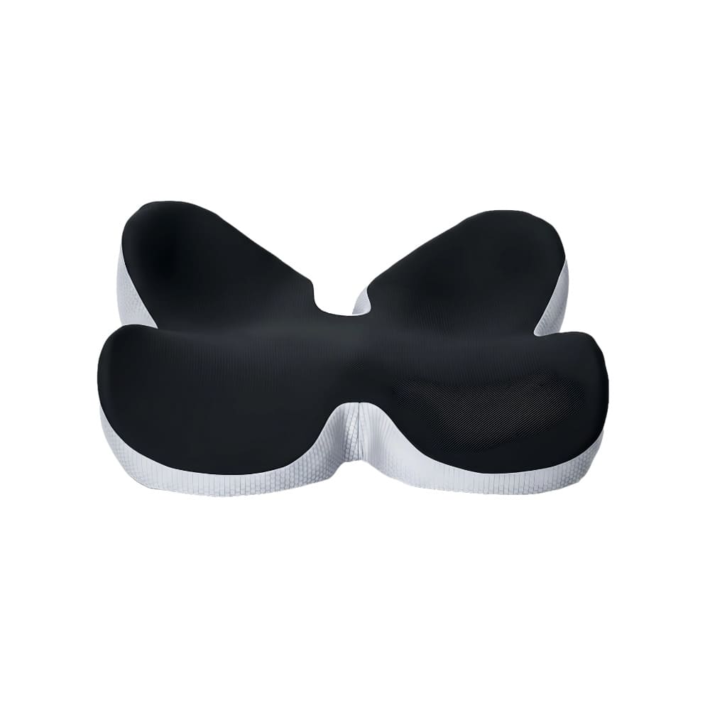 Black and white seat cushion on a white background