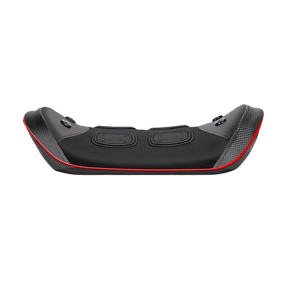 Black and red electronic device on a white background