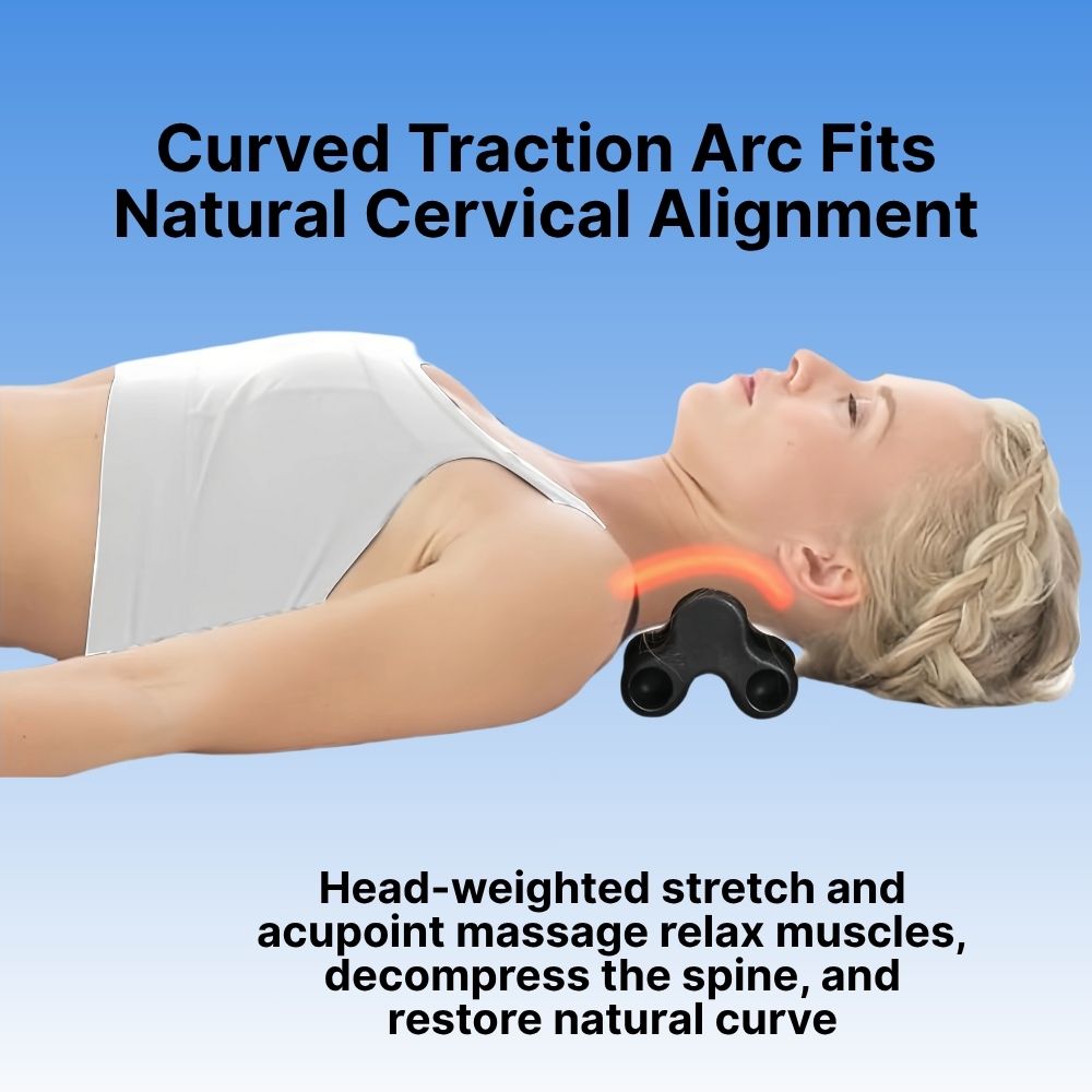 Person using a curved traction arc device on a blue background