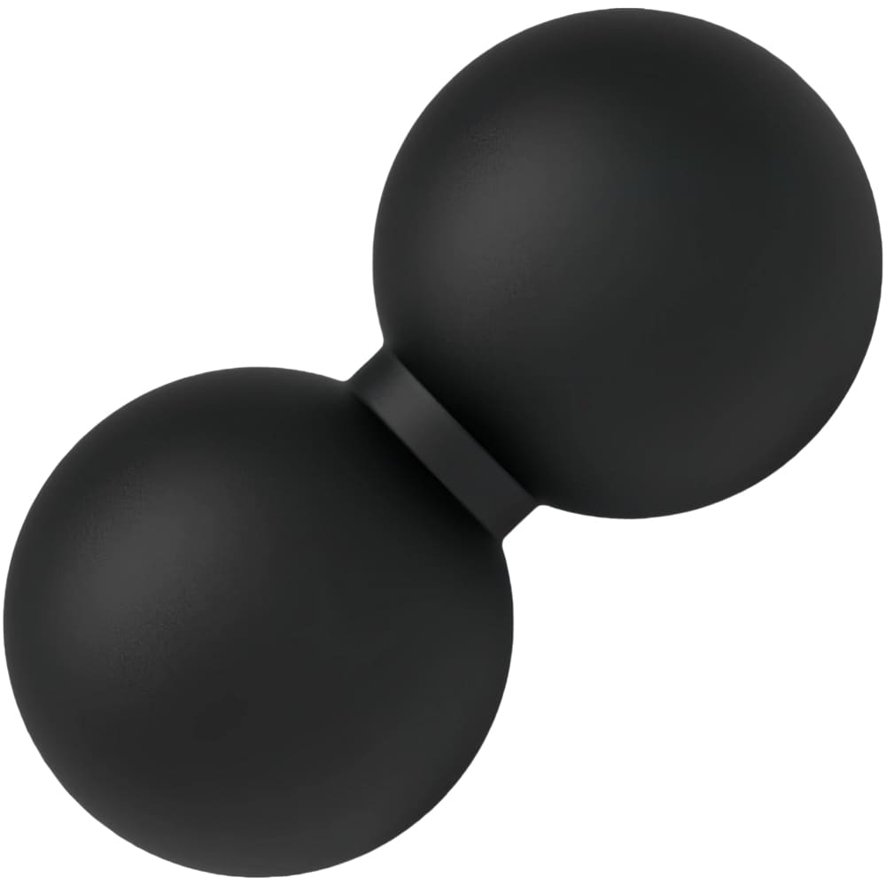 Black double ball gag on a white background