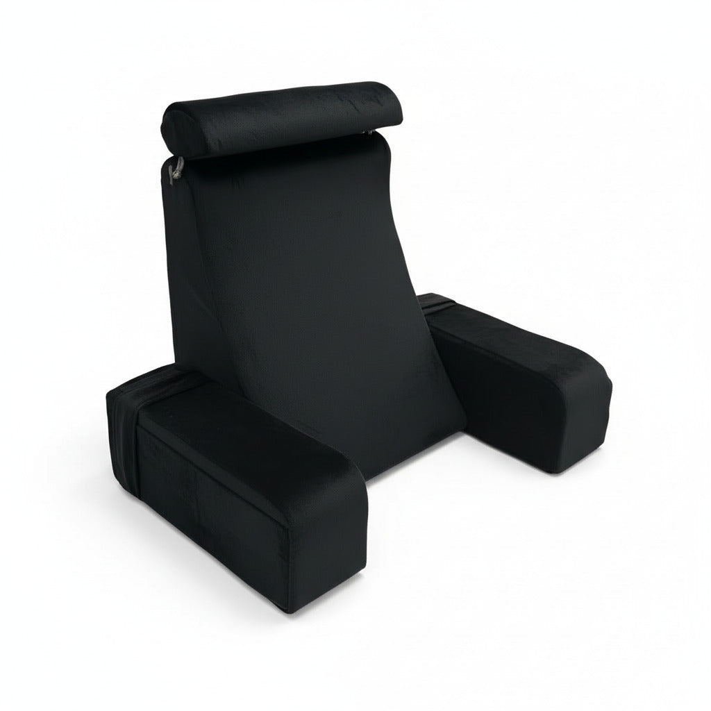 Byeache™ solid black back pillow for sitting up in bed