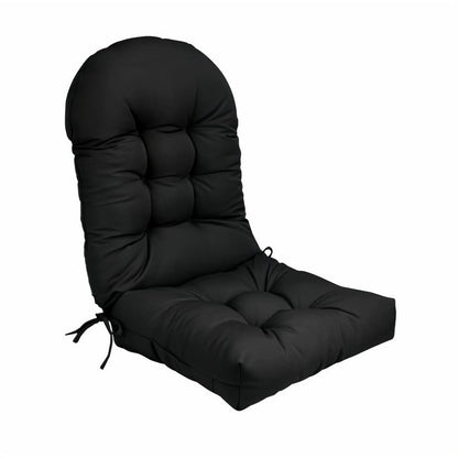 Black chair cushion with a white background