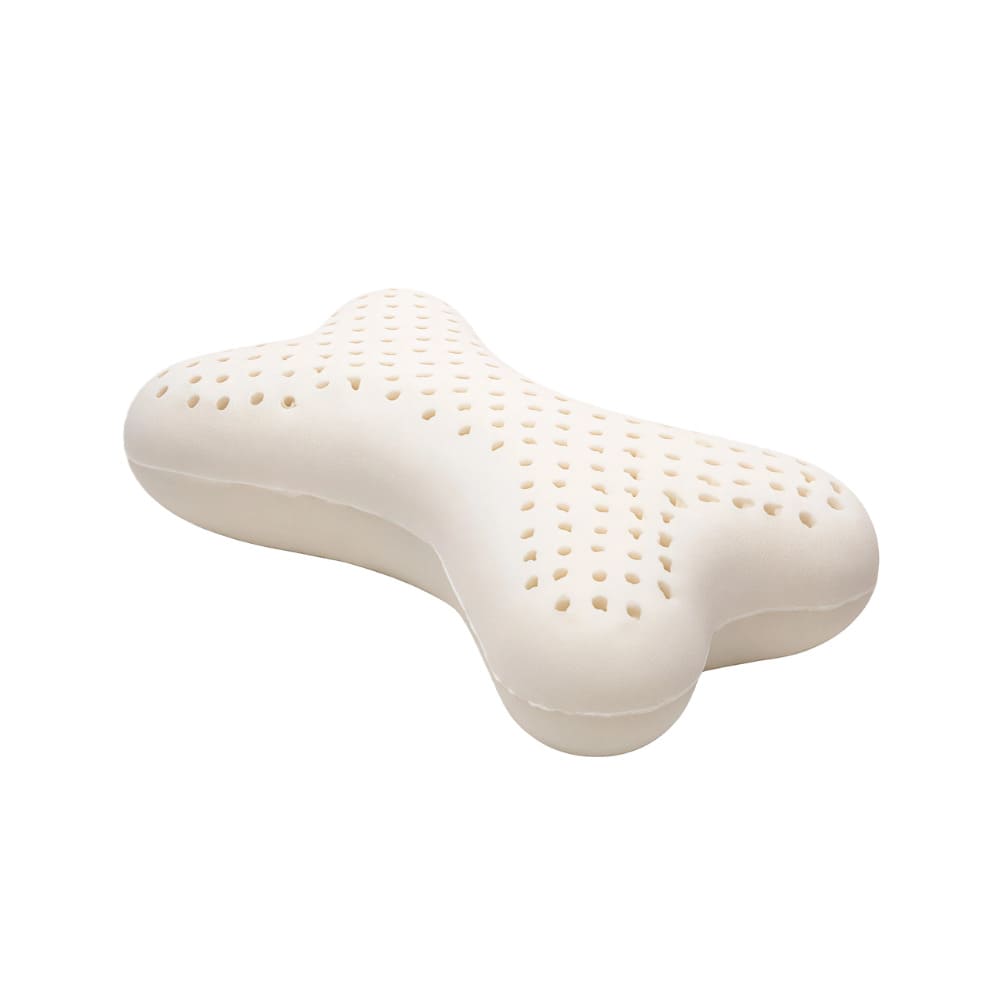 ByeAche bone-shaped white latex car headrest pillow with ventilation holes