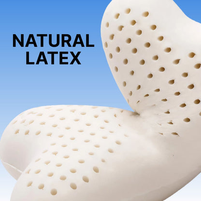 ByeAche bone-shaped natural latex car headrest pillow with ventilation holes, white color