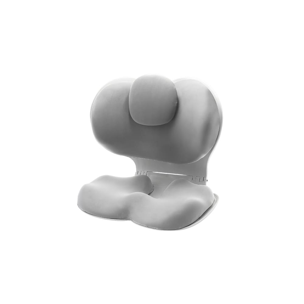 Gray baby seat with a cushion on a white background