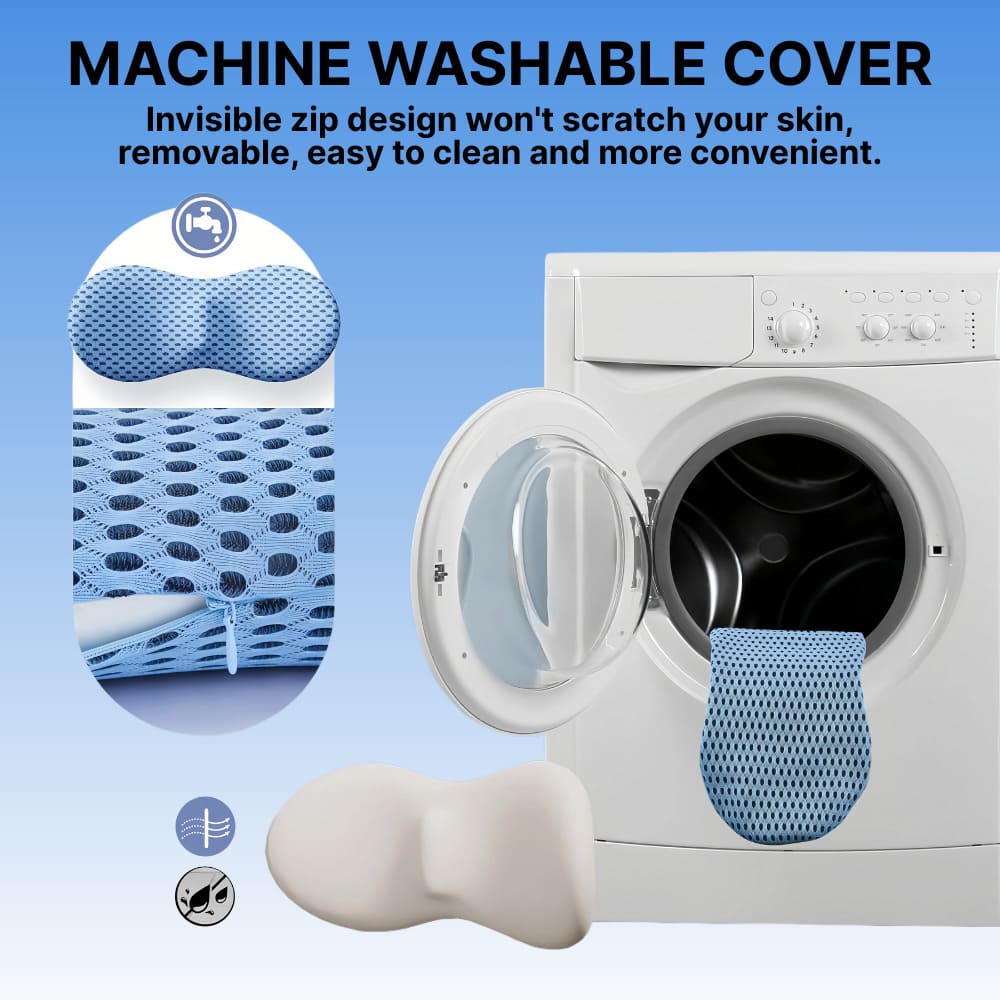 Machine washable cover with washing machine on a blue background