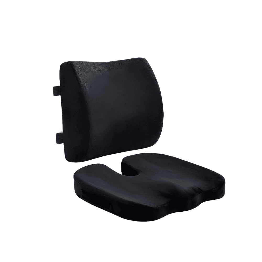 Black car seat cushion set on a white background