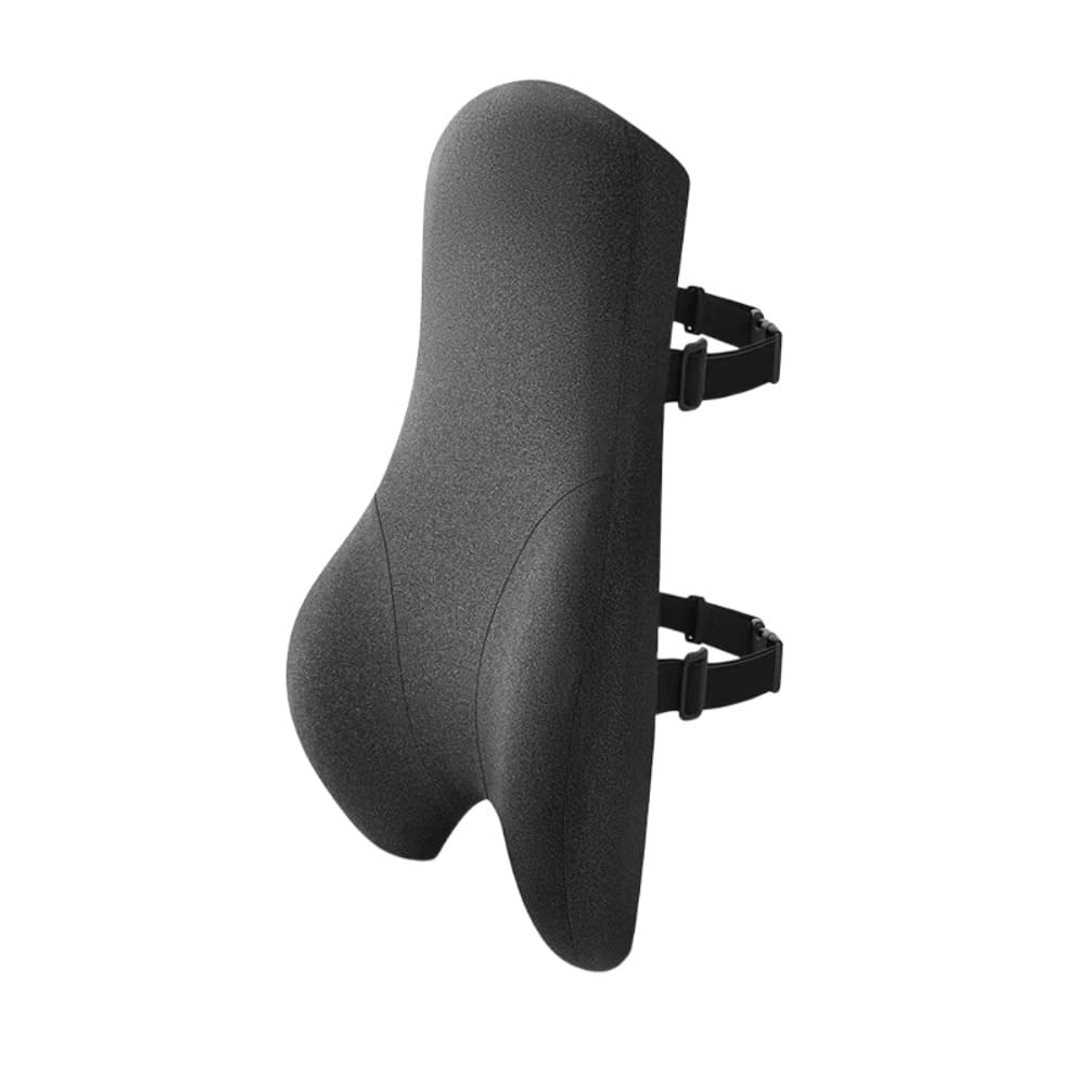 Black seat lumbar with straps on a white background