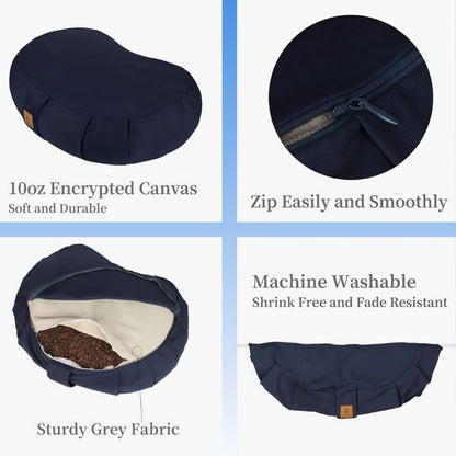 Byeache™ Ergonomic Crescent Meditation cushion(Buckwheat Filled)