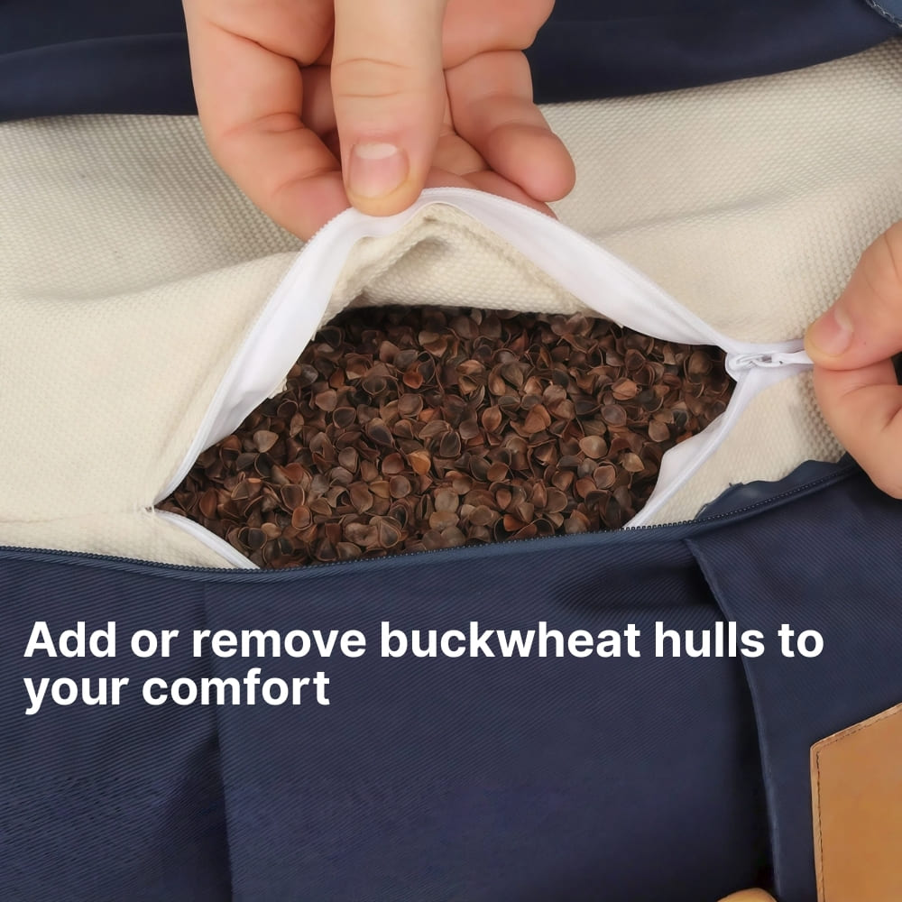 Byeache™ Ergonomic Crescent Meditation cushion(Buckwheat Filled)