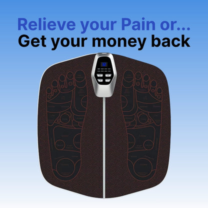 Massage chair pad with text on a blue background