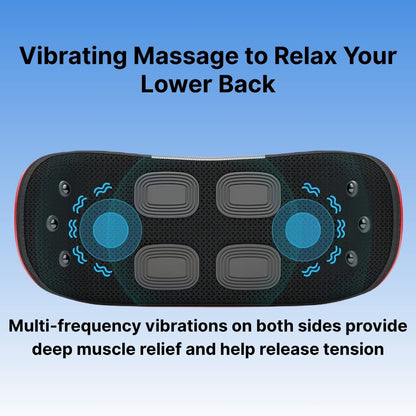 Back massager with text on a blue background