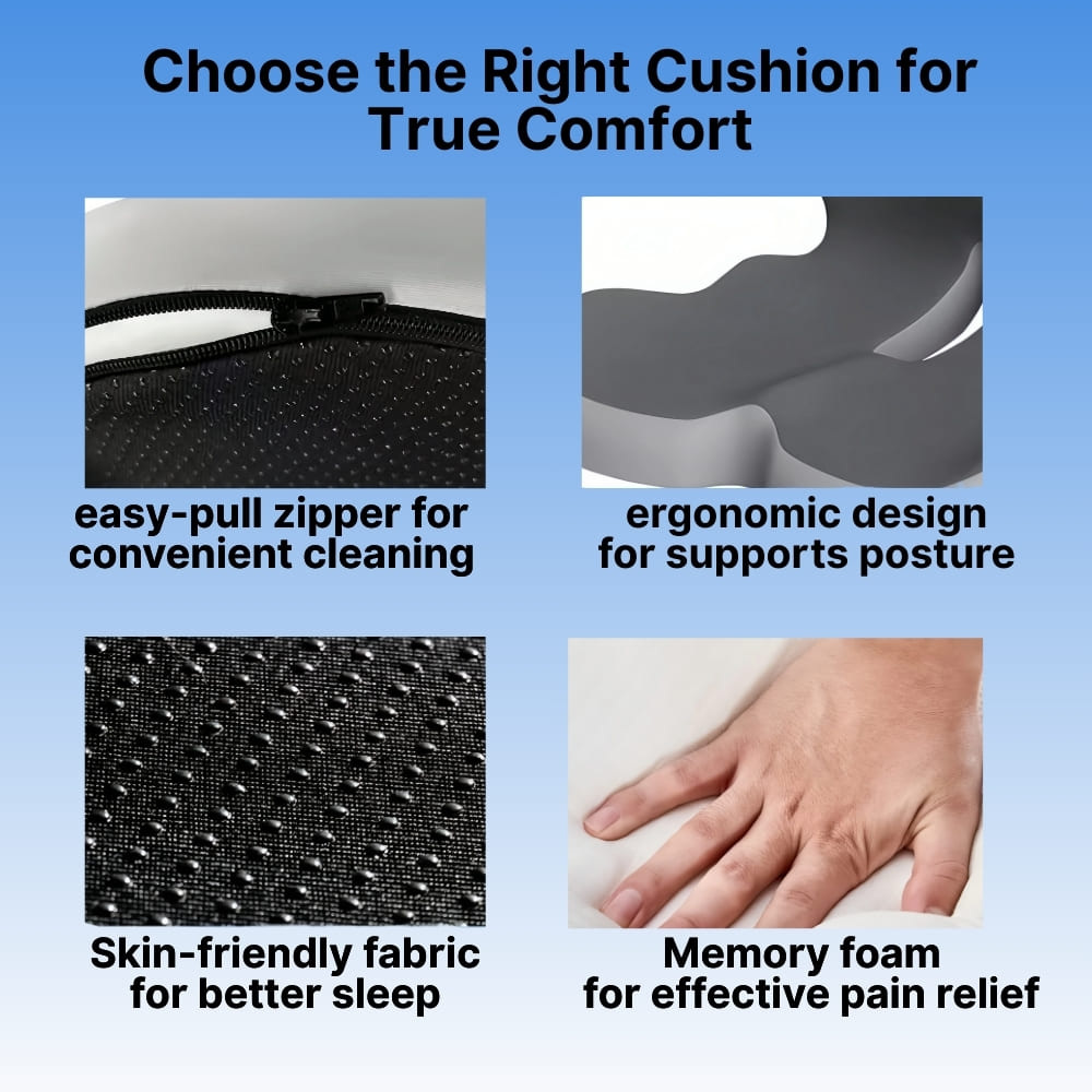 Byeache™ High-Back All-in-One Orthopedic Seat Cushion (Full Spine Support)