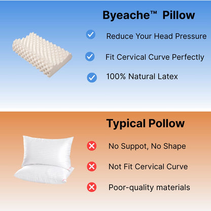 Byeache natural latex cervical pillow compared to typical pillow