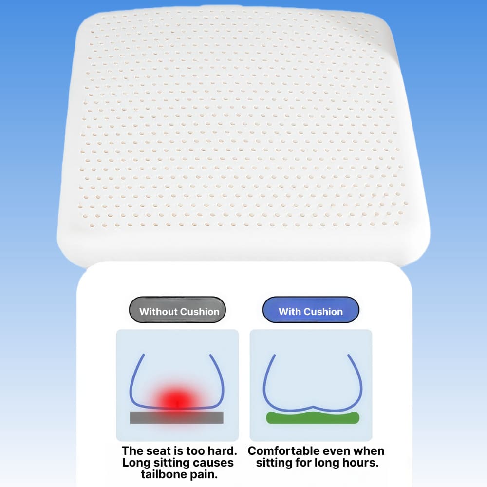 ByeAche natural latex seat cushion - comfort comparison for long sitting