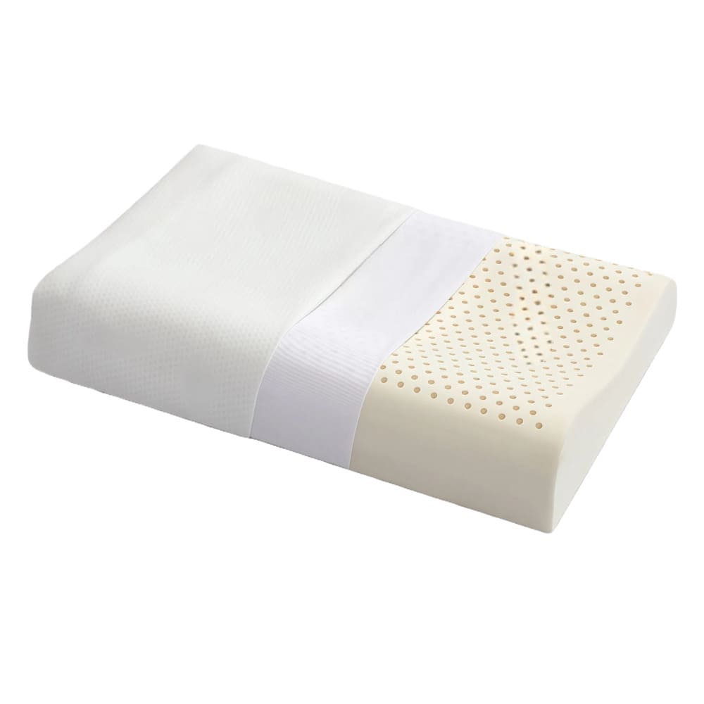 Byeache natural latex cervical pillow with white cover and perforated side