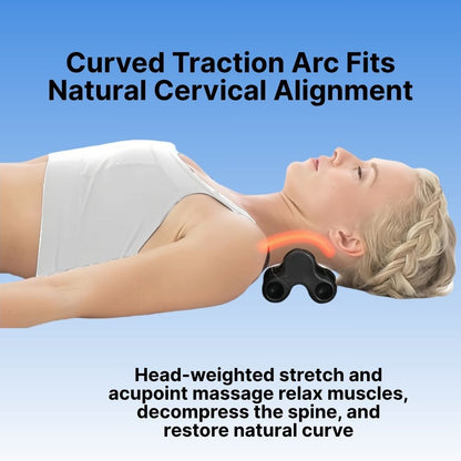 Person using a curved traction arc device on a blue background