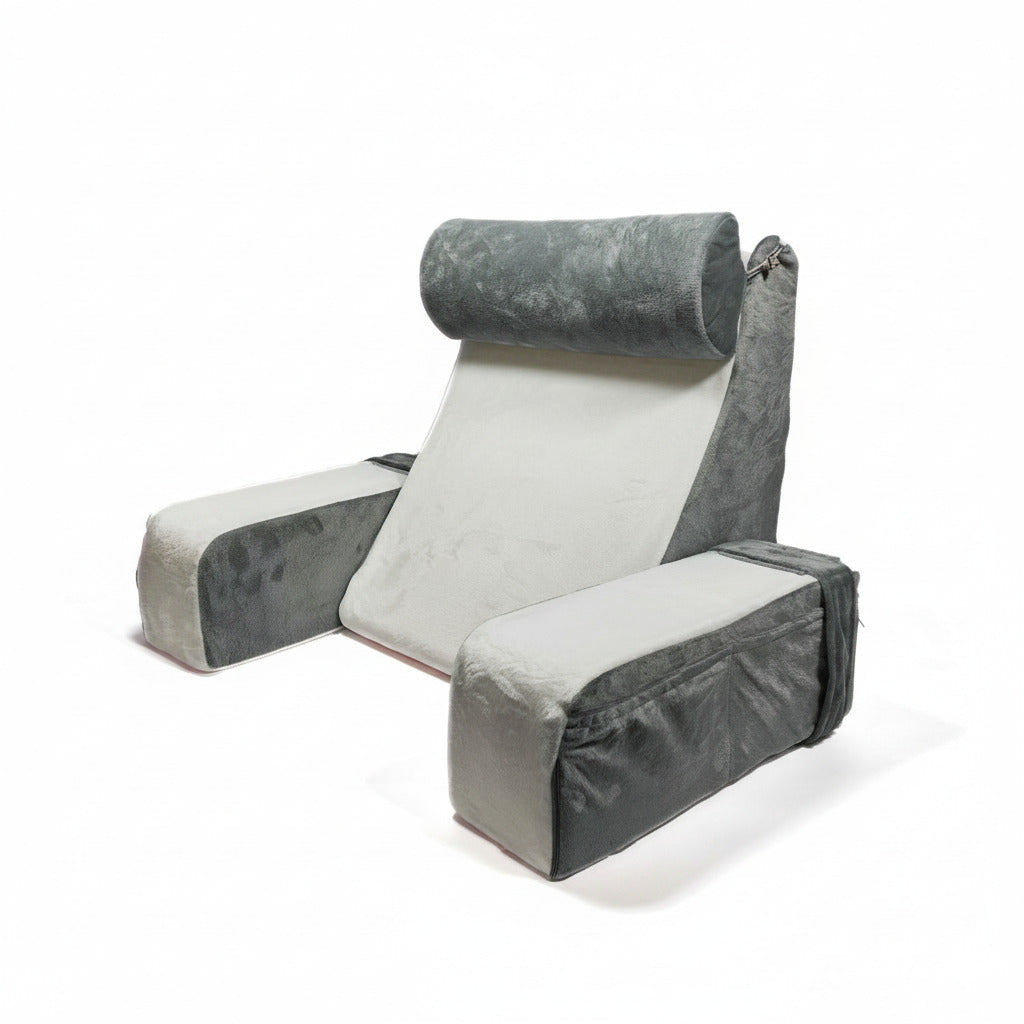 Byeache back pillow - gray/white for bed sitting, gaming, reading