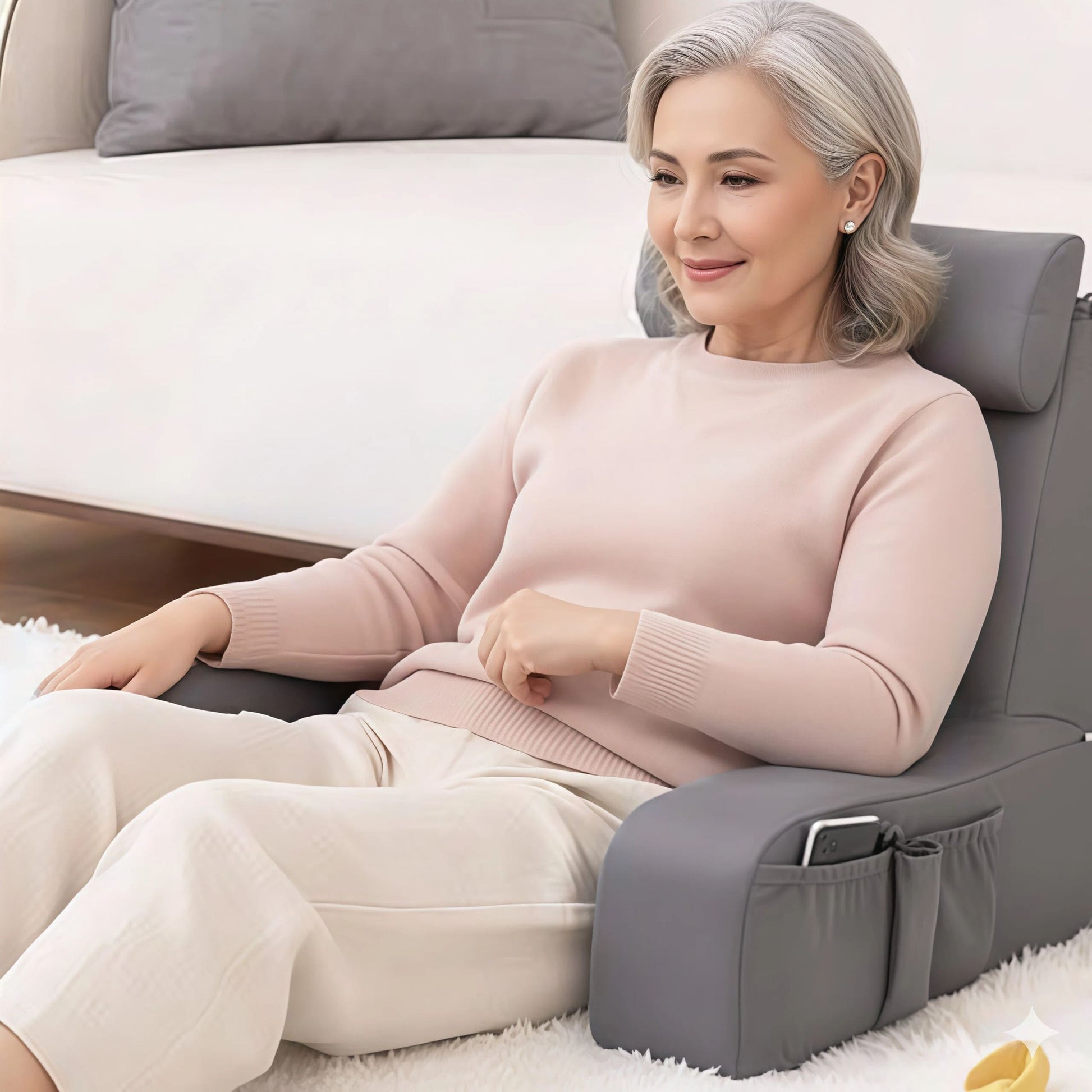 Byeache gray back pillow for sitting up in bed, gaming, reading