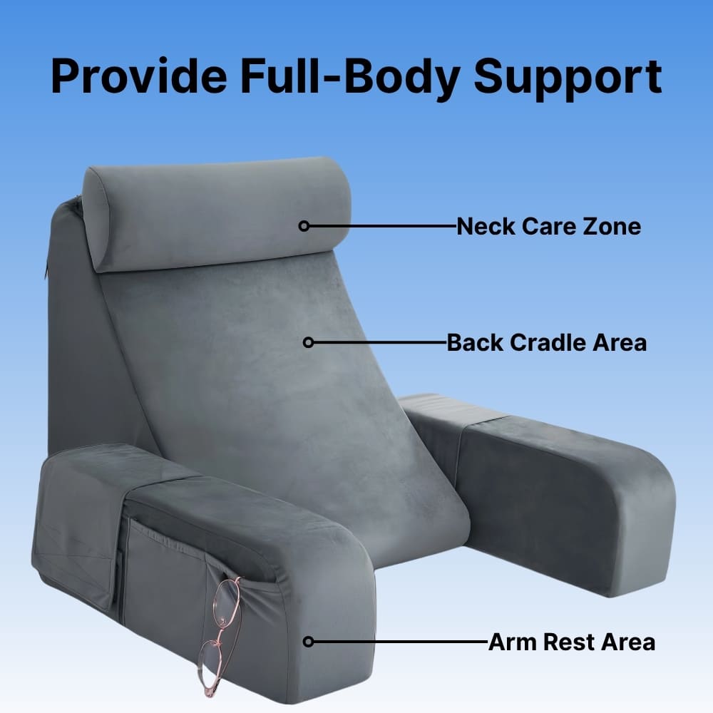 Byeache™ Cushion Pillow for Sitting Up in Bed, Gaming, Reading, or Watching TV
