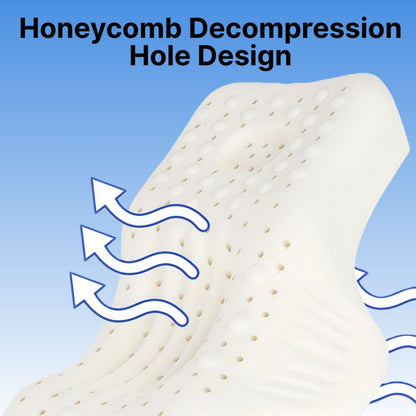 ByeAche natural latex neck pillow featuring honeycomb decompression holes