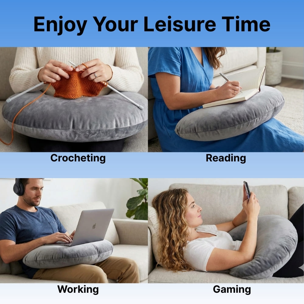 Byeache™ U-Shaped Crochet & Gaming Lap Pillow (Ergonomic Arm Rest)