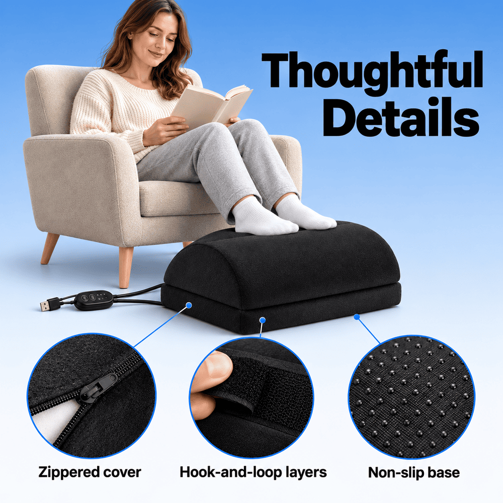 Byeache Double-Layer Heated Footrest
