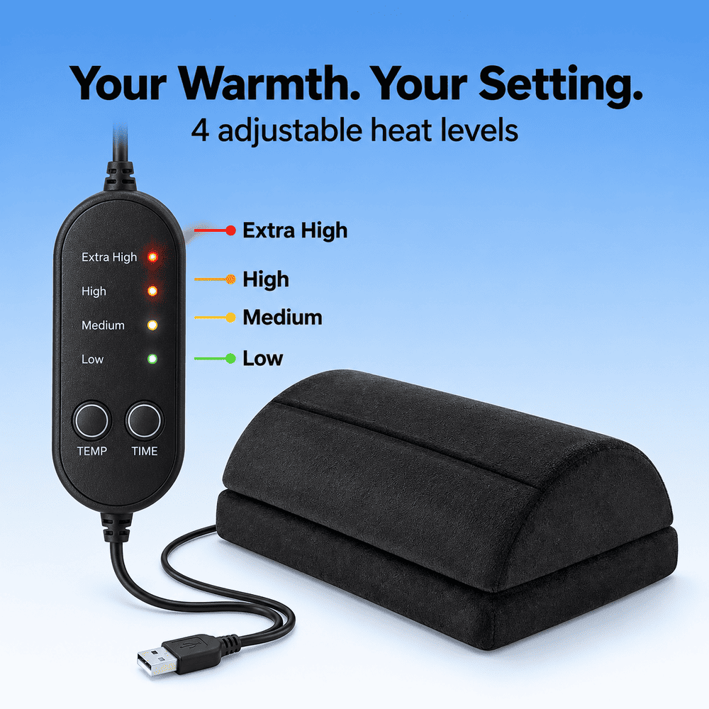 Byeache Double-Layer Heated Footrest