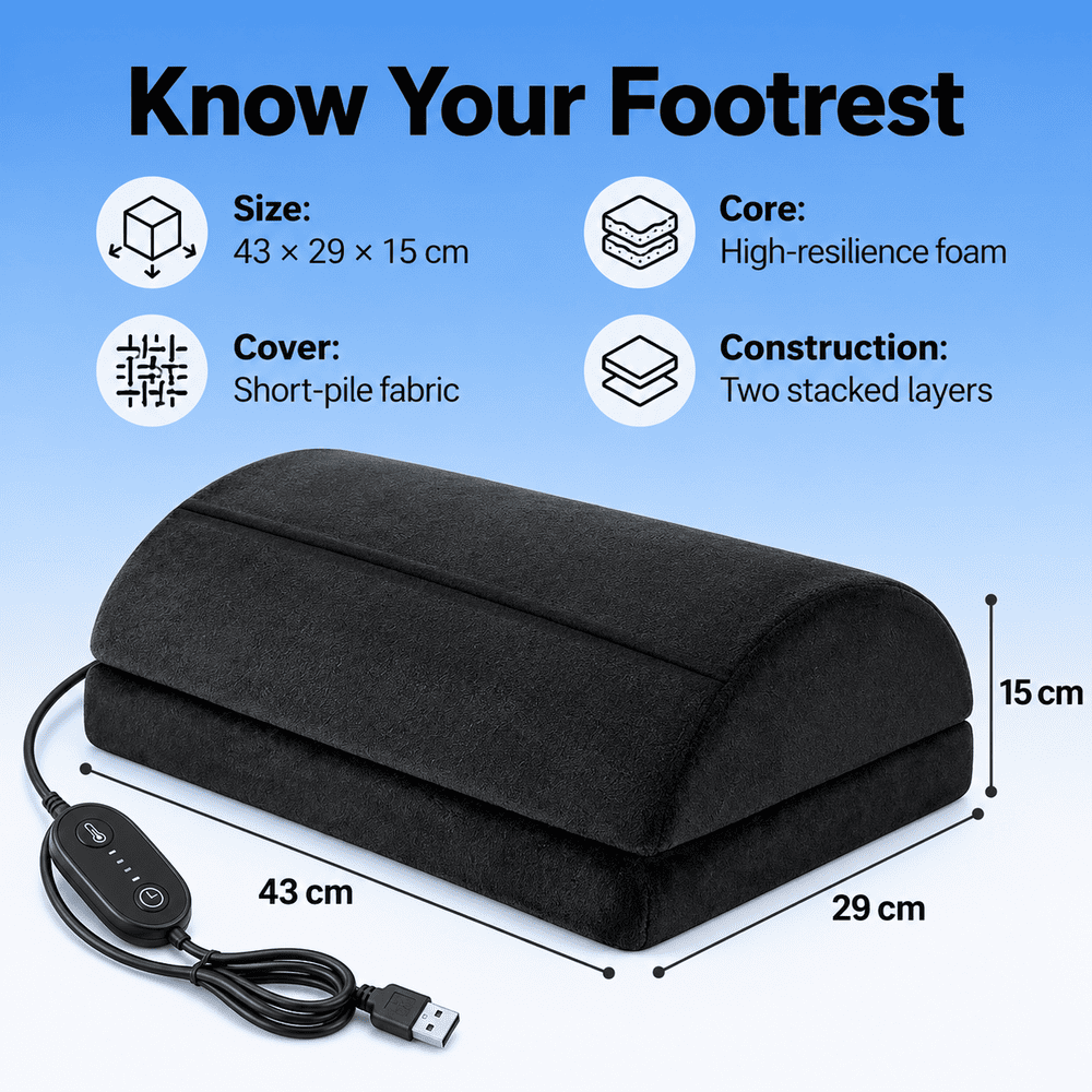Byeache Double-Layer Heated Footrest