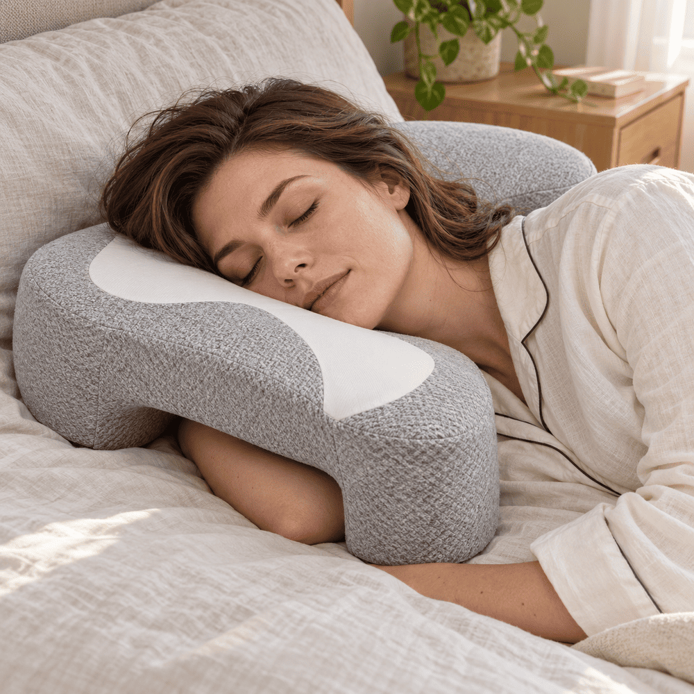 Byeache™ Contoured Memory Foam Pillow with Arm Channels
