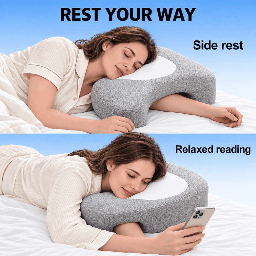 Byeache™ Contoured Memory Foam Pillow with Arm Channels