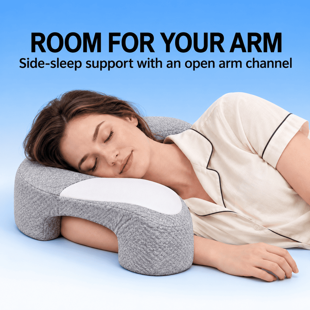Byeache™ Contoured Memory Foam Pillow with Arm Channels
