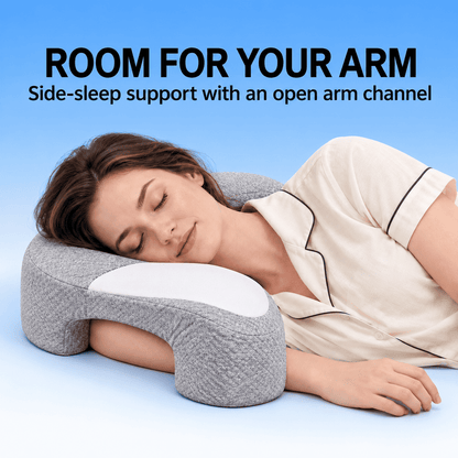 Byeache™ Contoured Memory Foam Pillow with Arm Channels
