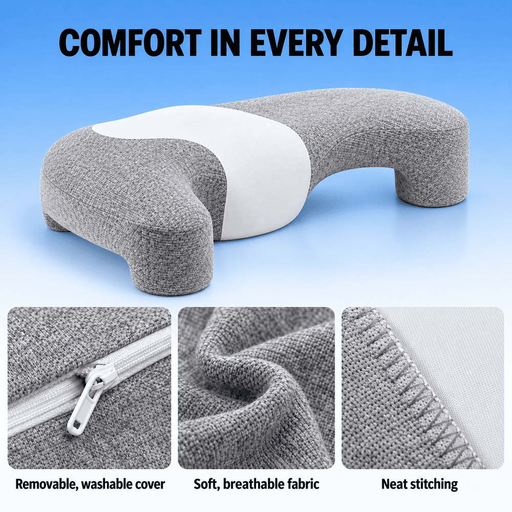 Byeache™ Contoured Memory Foam Pillow with Arm Channels
