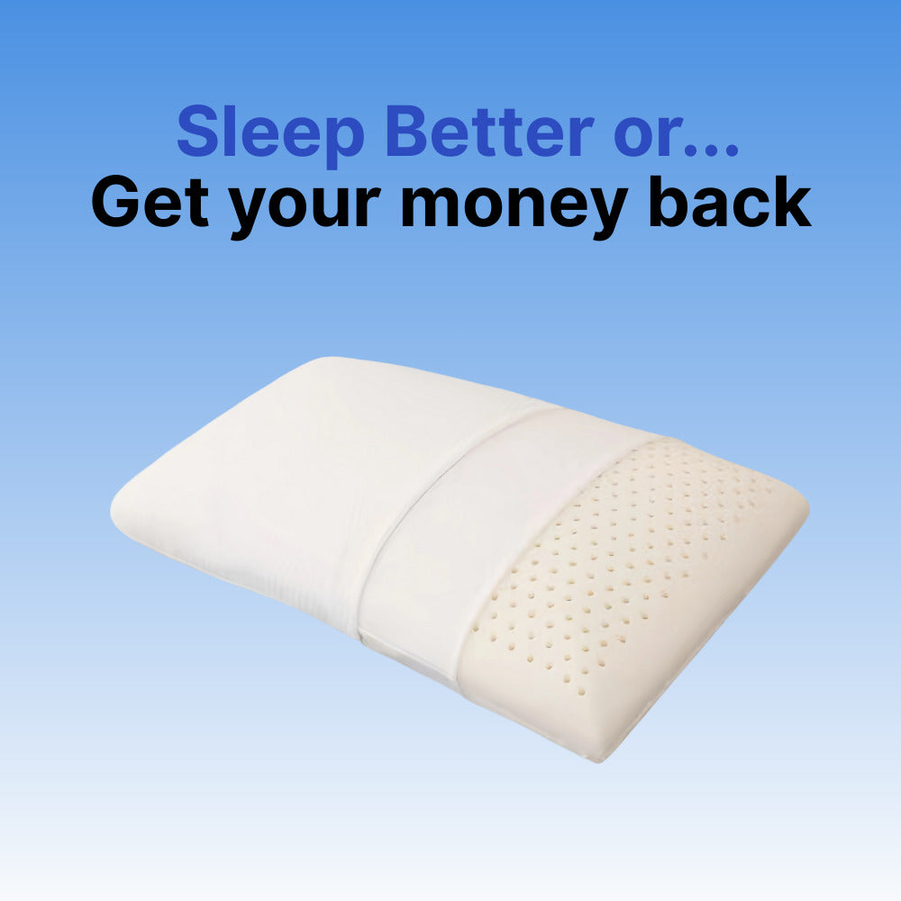 Byeache white latex pillow with perforated design, promoting better sleep