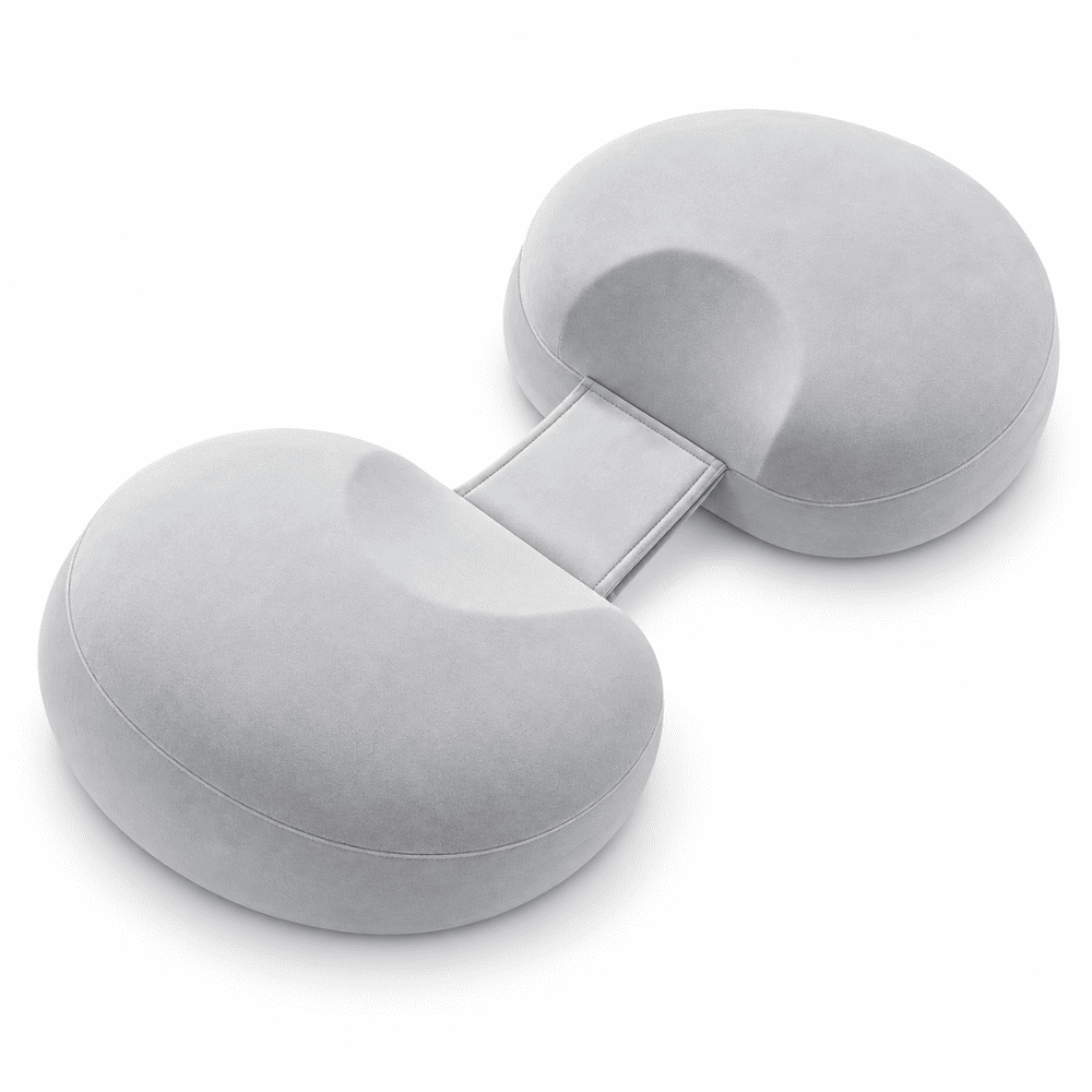 A light gray dual-oval ergonomic support cushion with a central connector, shown on a clean white background.