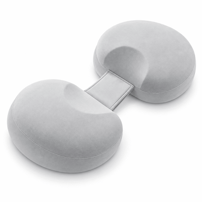 A light gray dual-oval ergonomic support cushion with a central connector, shown on a clean white background.